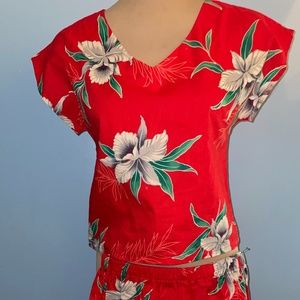 Vintage Banana Bay of Hawaii Floral Shorts Set